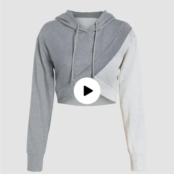 Two Tone Cropped Hoodie - Picture 1 of 4
